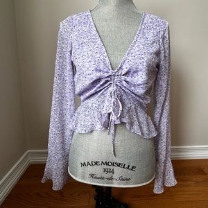 BNWT H&M Lavender Floral Ruffled Blouse